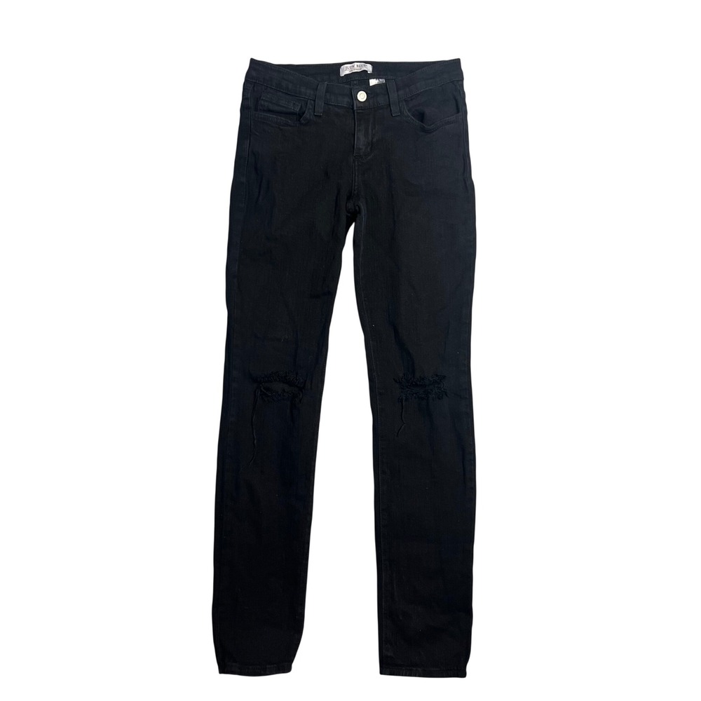 Judy Blue Skinny Jeans Sz 7 / 28 Black Ripped Knee Distressed Stretch Grunge